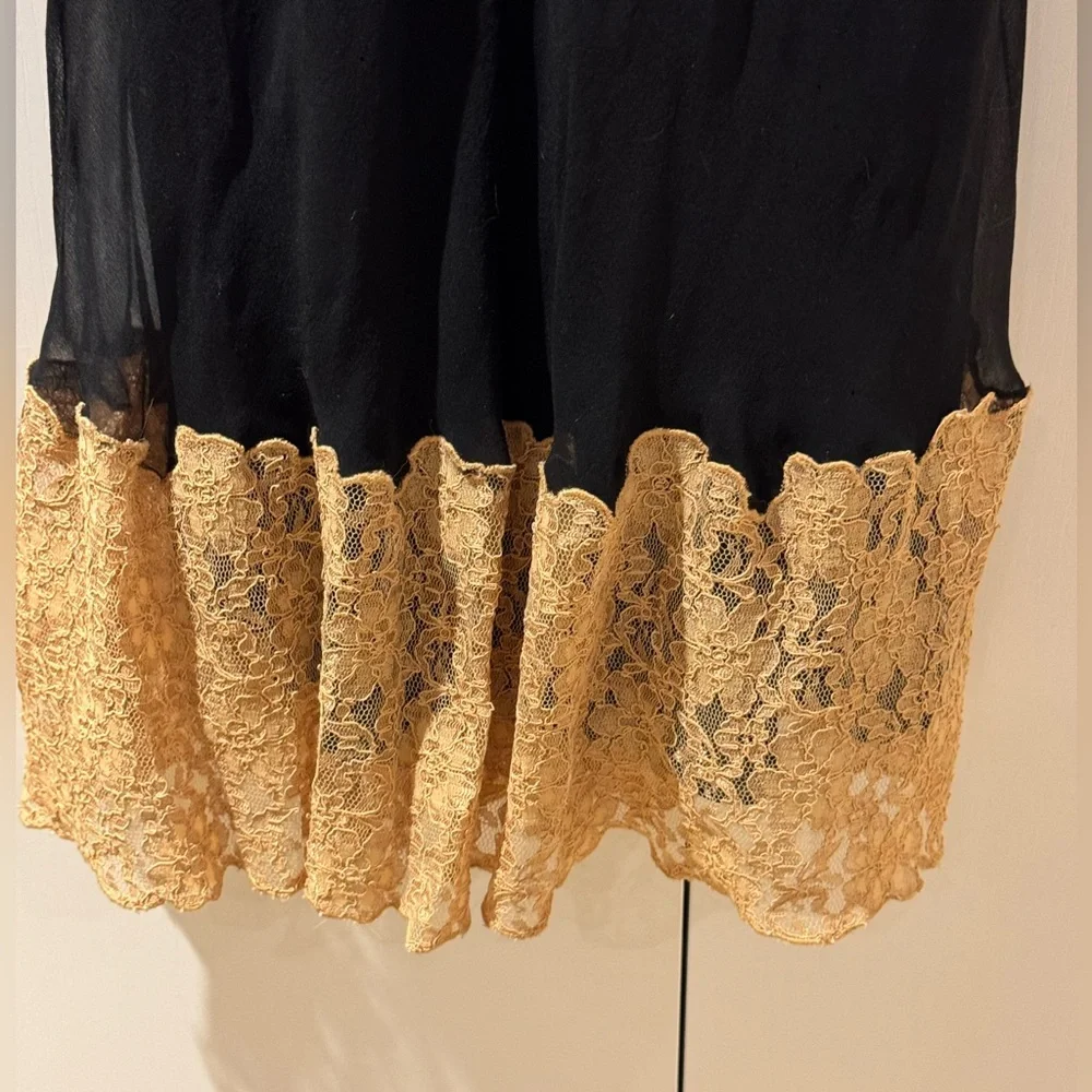Betsy Johnson sexy black and gold lace slip dress - Picture 9 of 11
